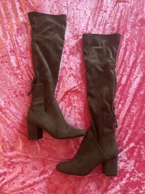 Aldo Over-the-knee Boots Block Heel Forest Green Lace Up Women's US 8